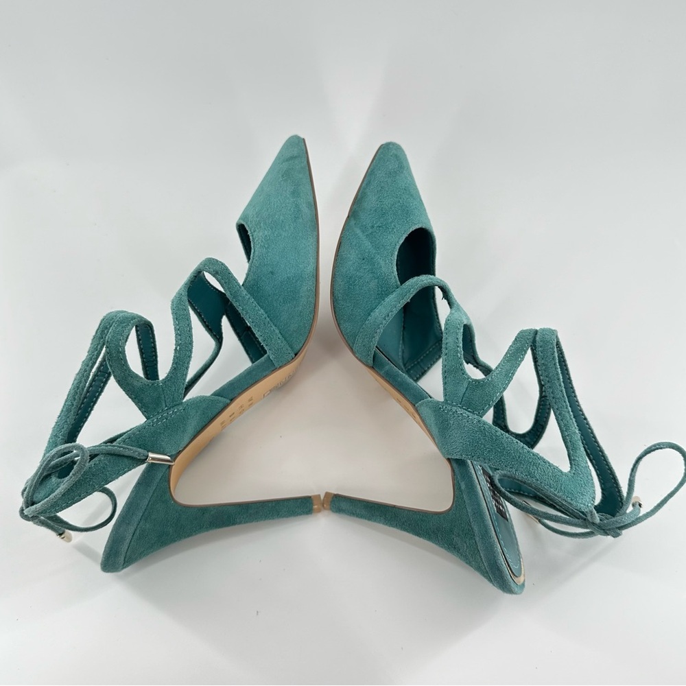 White House black market womens heels size 7.5 blue suede pointy toe stilettos - Picture 8 of 13